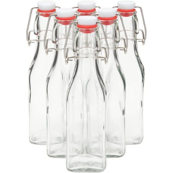 6 8oz Swing Top Glass Bottles with Stoppers Airtight Caps Komucha Oils Vinegar - Picture 1 of 8